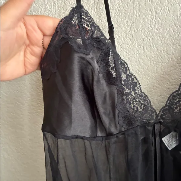 🆕 Satin Sheer Mesh Babydoll Lingerie Panty Set L🆕 - Image 11