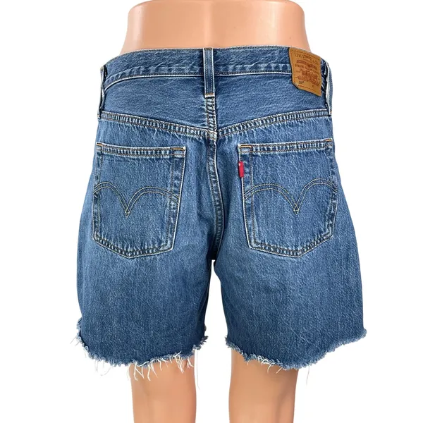Levi's Women's Blue High Waisted Frayed Raw Hem Cut Off Denim Jean Shorts Size S - Image 3