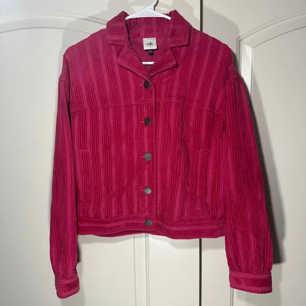 Cabi‎ Cheeky Topper Pink Corduroy Long Sleeve Collared Jacket # 4124 Womens S - Image 2