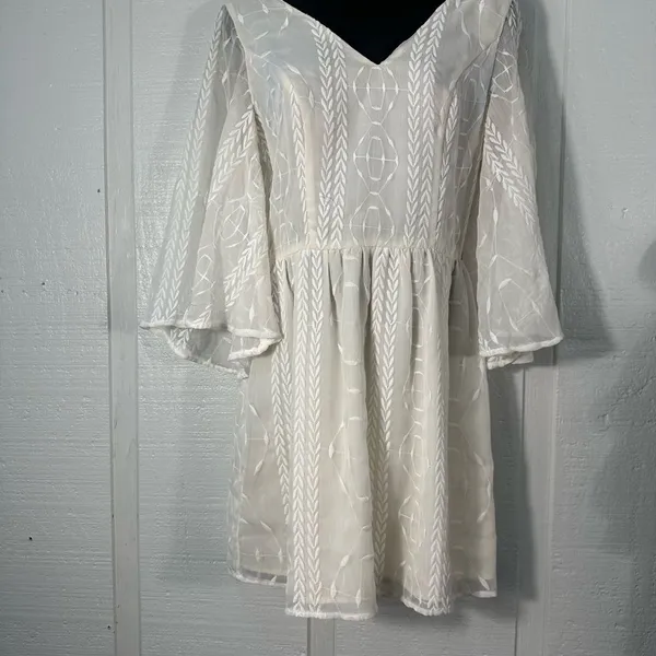 Sugar+Lips Off White Boho Lace Overlay Dress No Size EUC - Image 2
