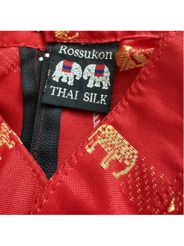 NWOT Thaisilk mod dress red gold elephant sleeveless unique elegant boho costume - Image 8