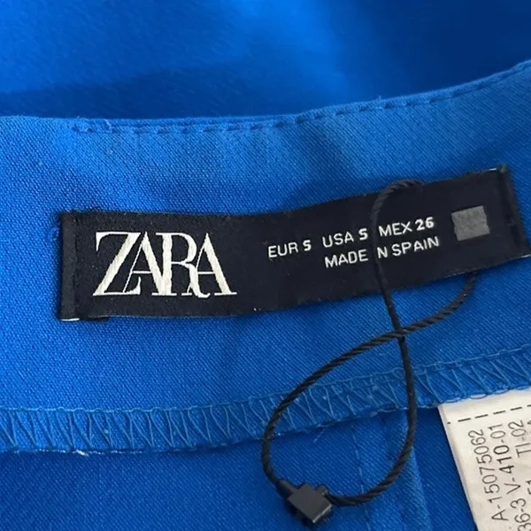 Zara Women's Blue High Waisted Career Pleated Mini Pencil Skirt Size S - Image 4