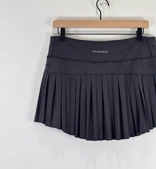 Gold Hinge Womens Skort Black Pleated Mini Tennis Skirt Lined High Waist XL - Image 8