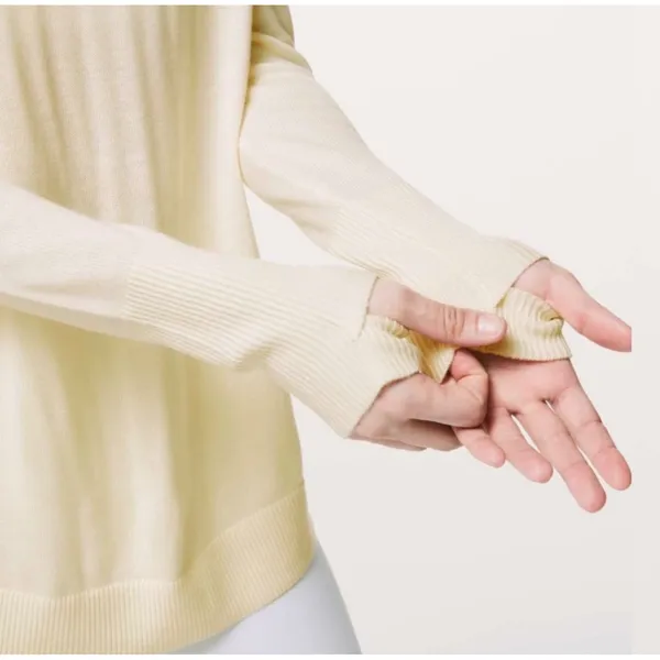 Lululemon Cashlux‎ Still At Ease Cream Open Tulip Back Long Sleeve Knit Sweater - Image 13