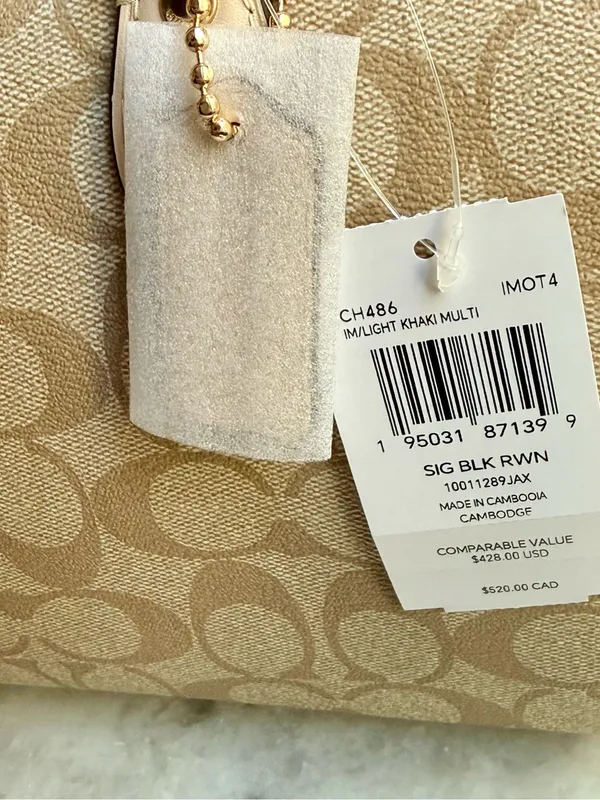 NWT Coach Rowan Satchel Bag in Blocked Signature Canvas-Light Khaki Multi CH486 - Image 7