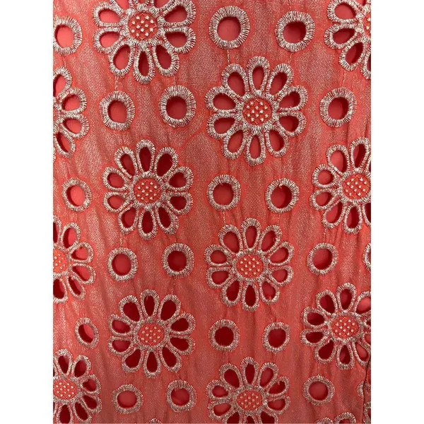 Anthropologie Maeve Coralshine Metallic Eyelet Floral A-Line Sleeveless Dress‎ - Image 4