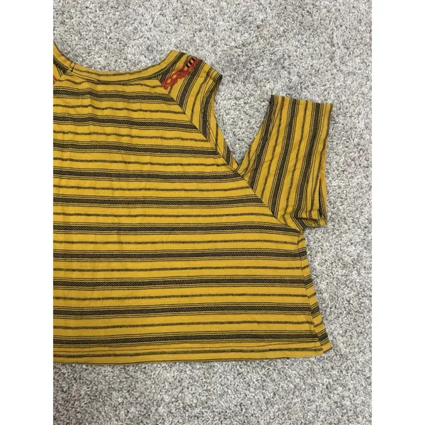 Free People New Romantics Yellow Embroidered Cold Shoulder Crop Top XS - Image 9