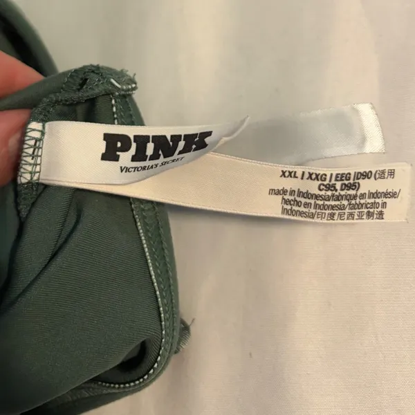 PINK Victoria's Secret Sports Bra Wireless Logo Band Sage Green XXL - Image 4