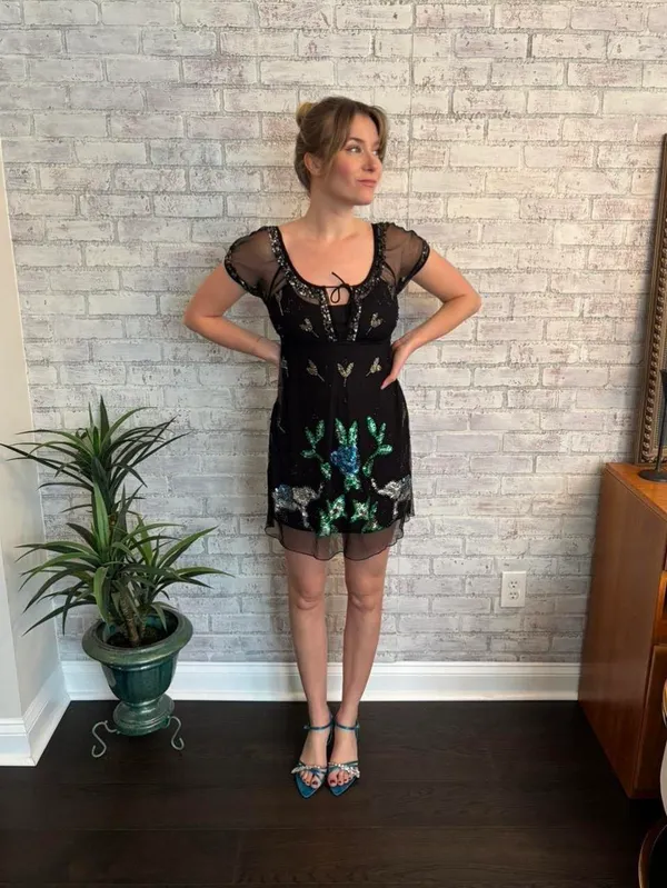 Free People Sheer and Sequin Mini Dress - Image 3