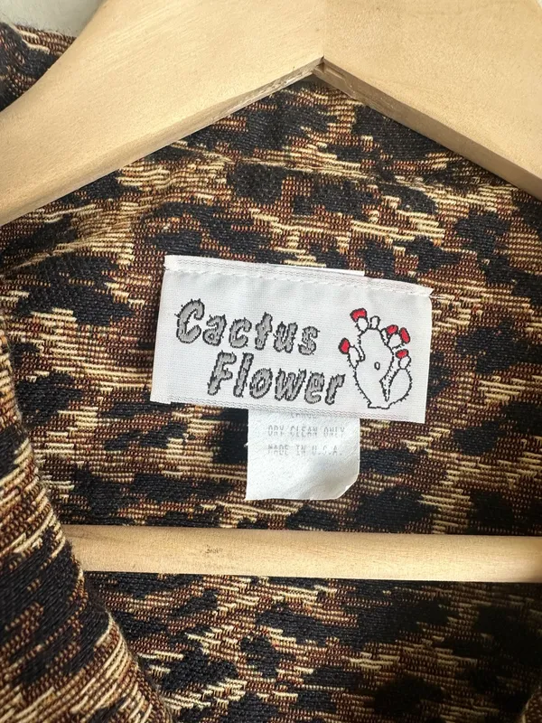Vintage Cactus Flower Leopard Print Tapestry Jacket - Image 2