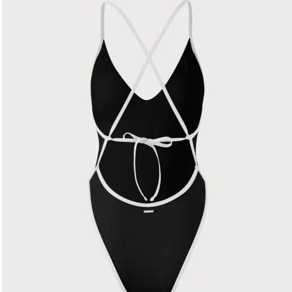 BERLOOK Black Contrast Trim One-Piece Swimsuit 05 - Image 5