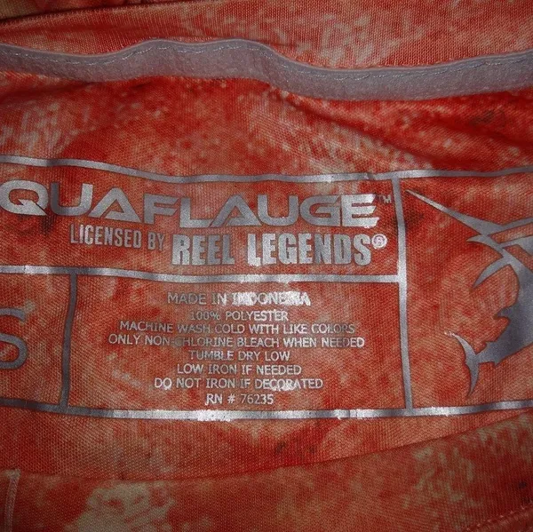Reel Legends Aquaflauge S Fishing Orange Rash Guard Top - Image 5