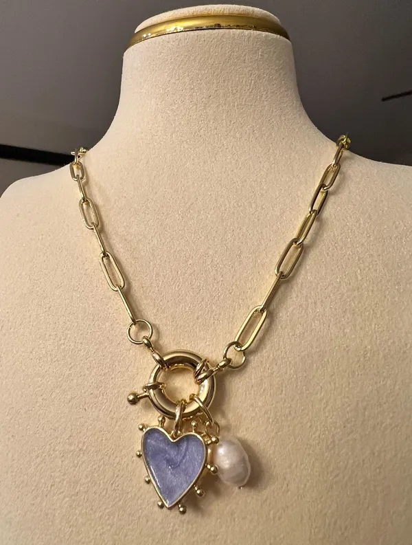 Handmade ✨ Chic Gold Chain Necklace with Heart & Pearl Charm ✨ - Image 7