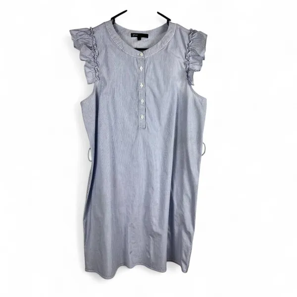 Gibson Ruffle-Sleeve Dress Size Large Blue Stretch Cotton - Image 2