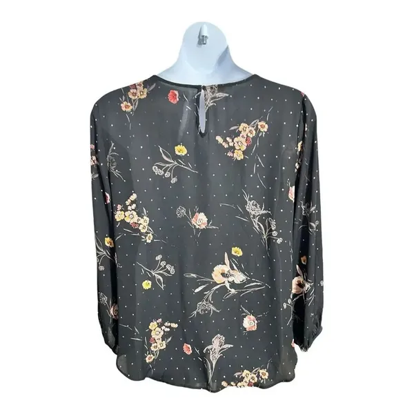 Maurices Black Floral Glitter Top Tunic XXL Criss-Cross Long Sleeve Pullover - Image 6