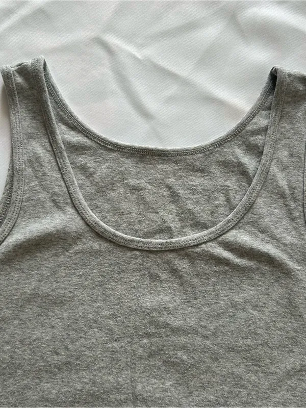 Target NWOT Small Gray Tank Crop Top Round Neck Solid Summer Beach Travel Sport Cruise - Image 2