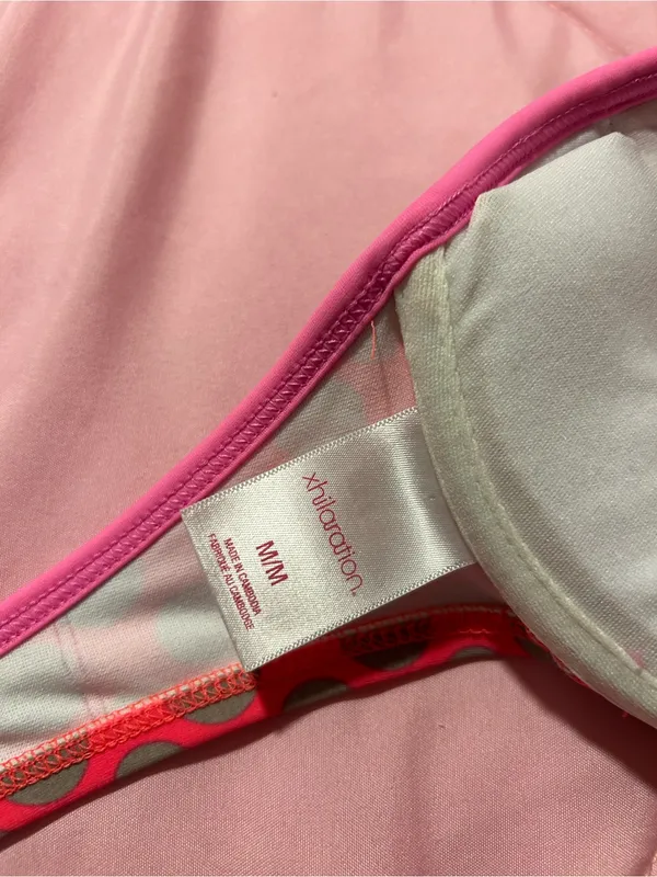 Xhilaration Pink & Olive Striped Push-Up Bikini Top - Image 3