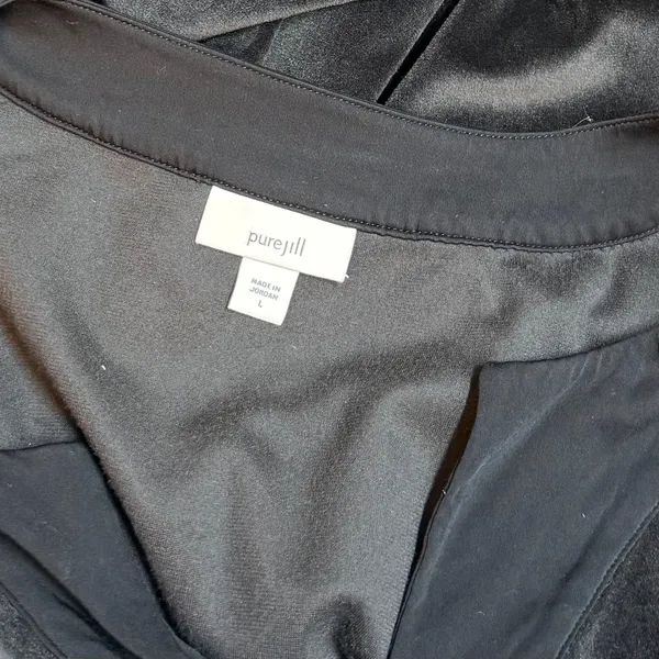 Pure Jill Womens Large Black Velvet Tunic Long Sleeve v-Neck Stretch Work Office - Image 7