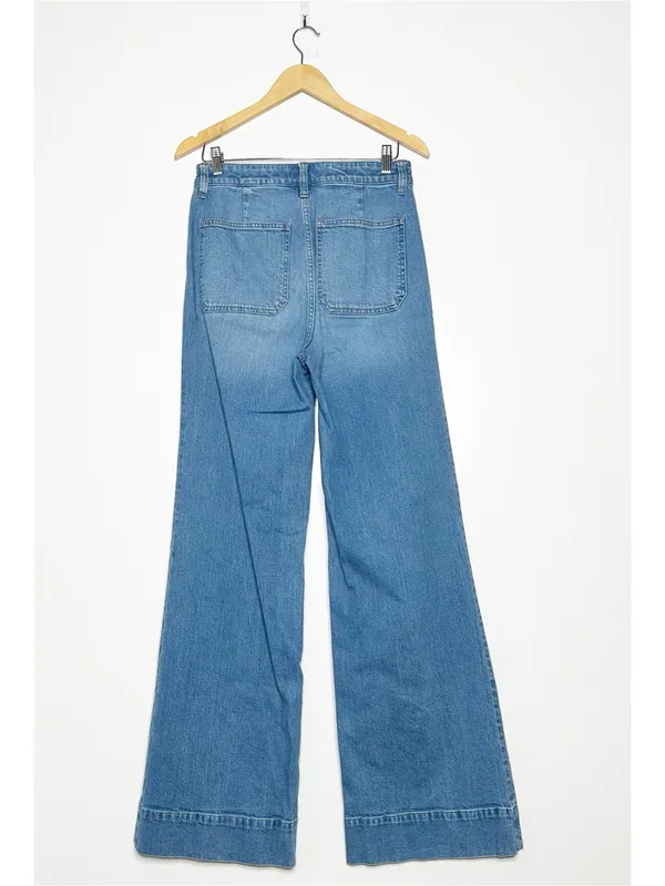 J.Crew 96 Denim High Rise Sailor Wide Leg Trouser Jeans Size 28 Tall - Image 4