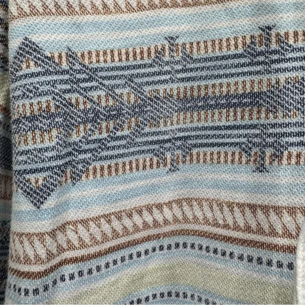 Free Planet Aztec Baja Pullover Hoodie Cream Blue Coral Hippie Boho Grunge Large - Image 6