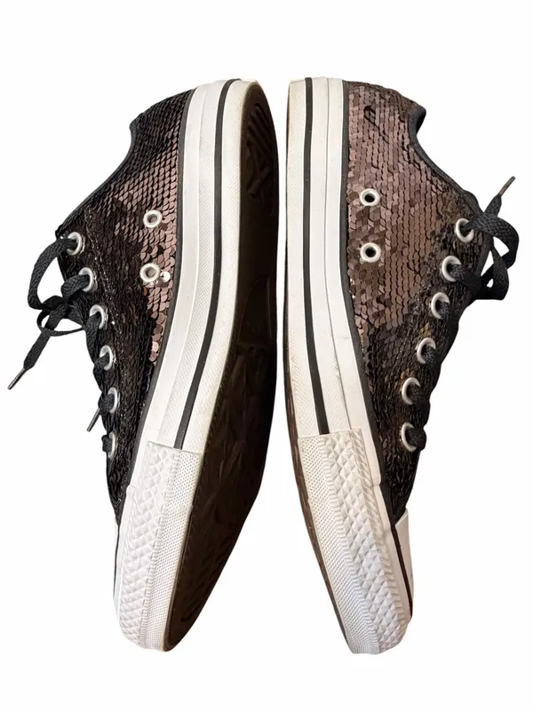Converse Chuck Taylor All Star Sequin Sneakers Women’s 8 Gunmetal Black - Image 2