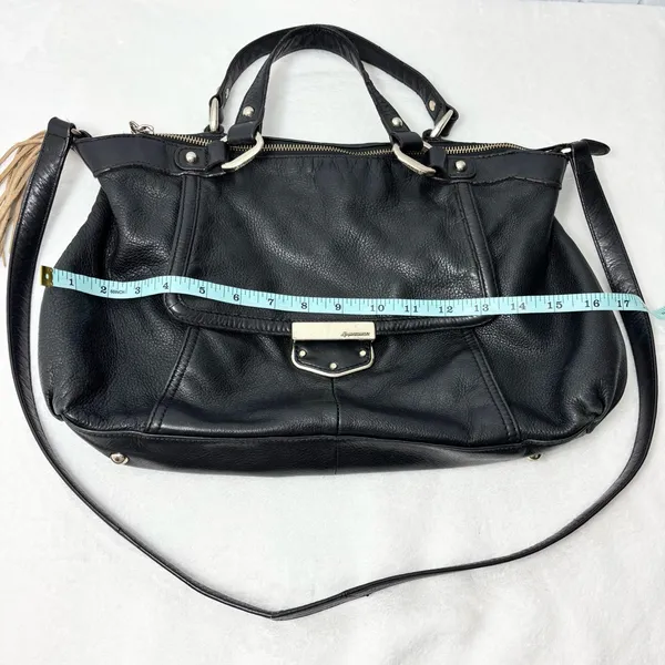 B Makowsky Large Black Genuine Leather Handbag‎ Lombard Satchel - Image 6