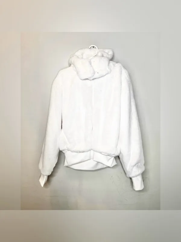 Alo Yoga Foxy Faux Fur Jacket Ivory White With Removable Hoodie Size Small - Image 4