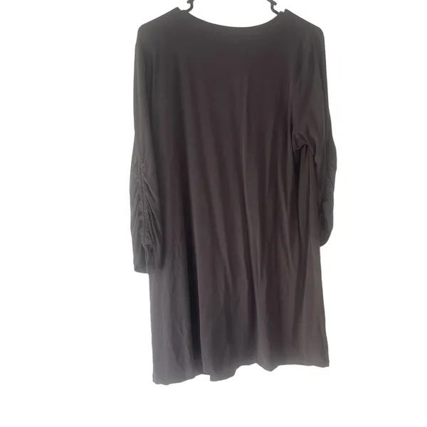 Garnet‎ Hill Women's Size Large Grey Soft Tencel Rouched Sleeves Tunic Top - Image 6