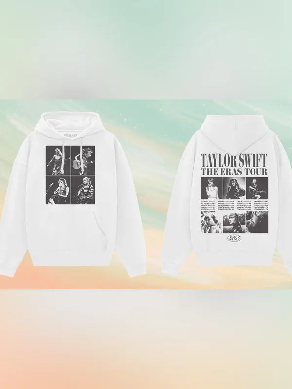 Taylor Swift The Eras Tour Collagw White HoodieSweatshirt Large Oversized Fit - Image 2