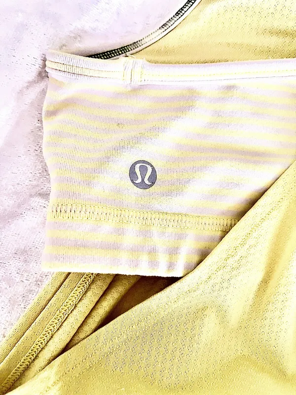 Lululemon Lime/Yellow Tank w/Striped Built In Bra-S (4/6) - Image 4