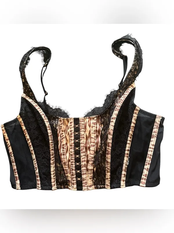 Victoria’s Secret Dream Angels Unlined Coset Bustier Bra Sz L Leopard Dark Goth - Image 2