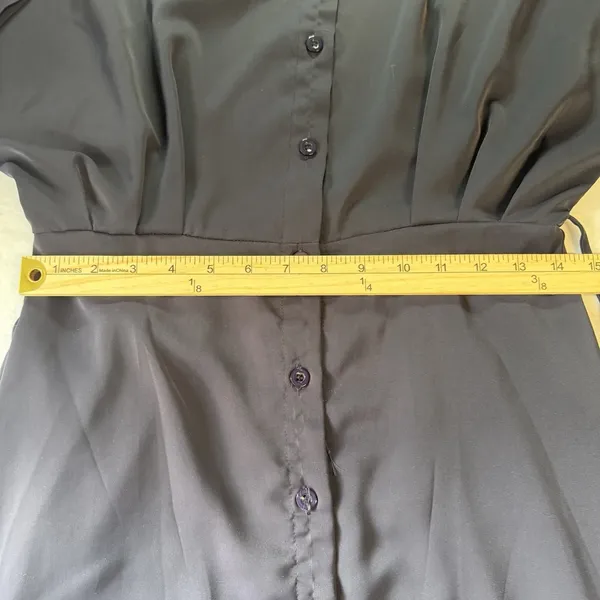 Navy Blue‎ Button Front Midi Shirt Dress – Size M Longe Sleeves - Image 8