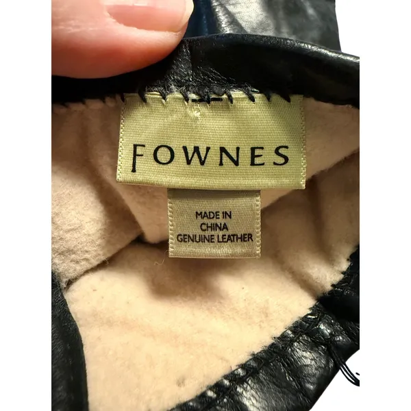 Fownes Womens Black Genuine Leather Quilted Cuff Insulated thinsulate Gloves M - Image 3