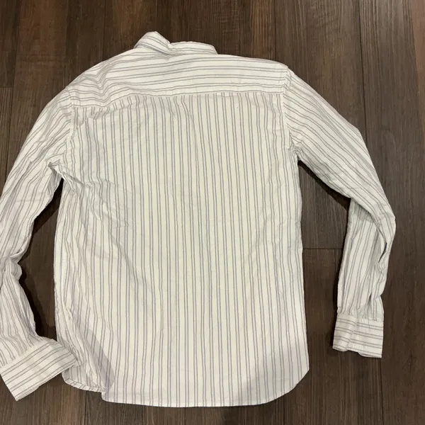 Brandy Melville Pinstripe Button Down Shirt White Blue Red Oversized One Size - Image 8