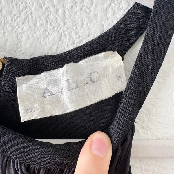 A.L.C. Black Gray Draped Halter Neck Shift Mini Dress Elegant Party Dress Size M - Image 4