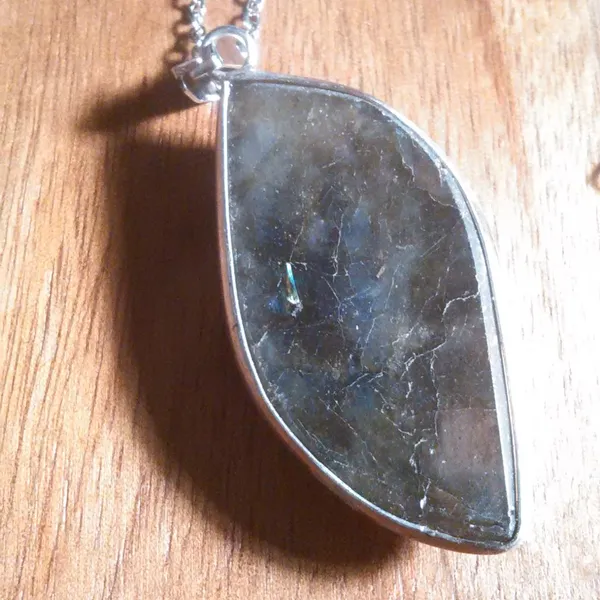 Malagasy Labradorite Stainless Steel Pendant Necklace - Image 13