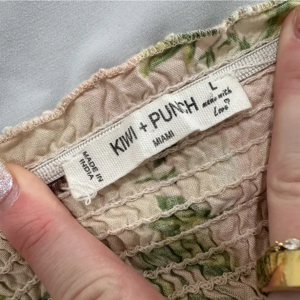 Kiwi + Punch Miami Floral Smocked Tiered Strapless Maxi Dress‎ L - Image 5