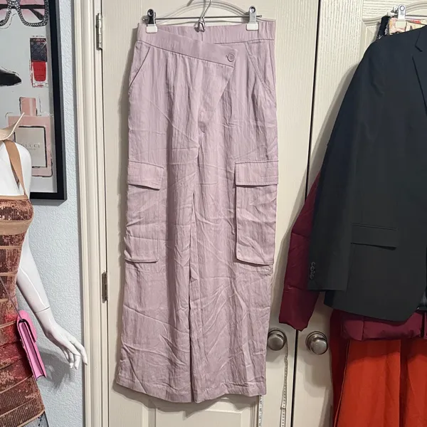 NWT Zara Lilac Crossover Asymmetric Cargo Pants Utility Pastel Minimalist Y2K - Image 3
