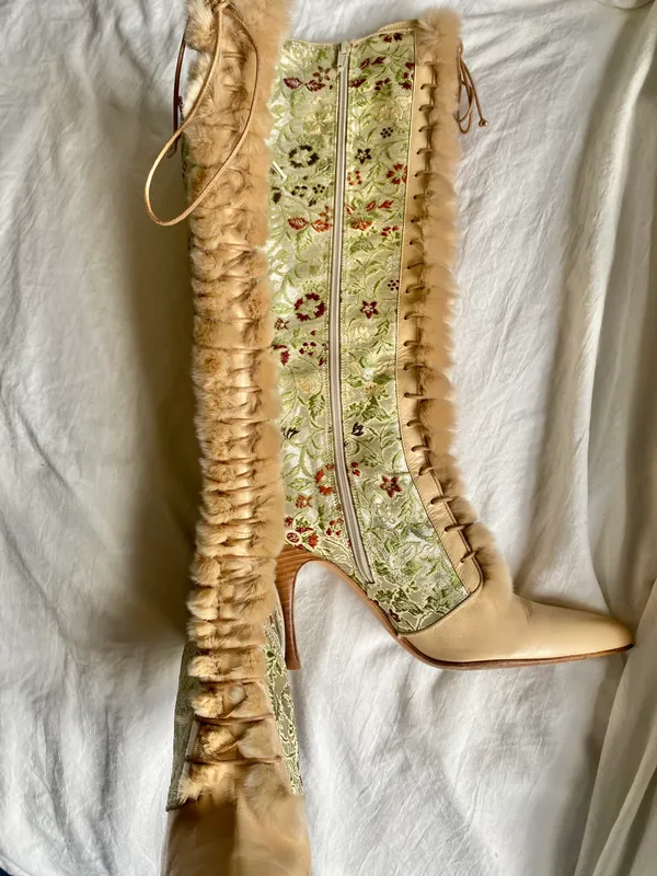 Cole Haan Leather Tapestry Boots - Image 3