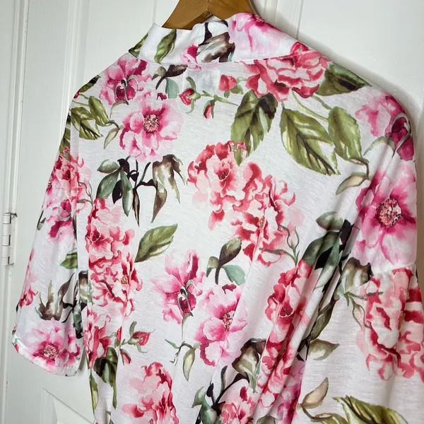 Show Me Your MuMu Garden Of Blooms White Pink Floral Bride Robe OS Girly Boho - Image 6