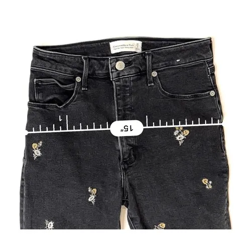 Abercrombie & Fitch‎ Black Embroidered High Rise Skinny Ankle Jean 26/2 Long - Image 6