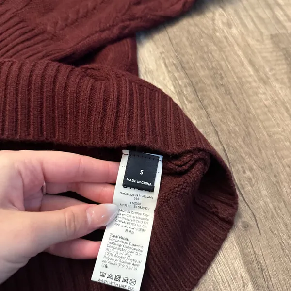 SHEIN Burgundy Cable Knit Sweater Lounge Set - Image 3