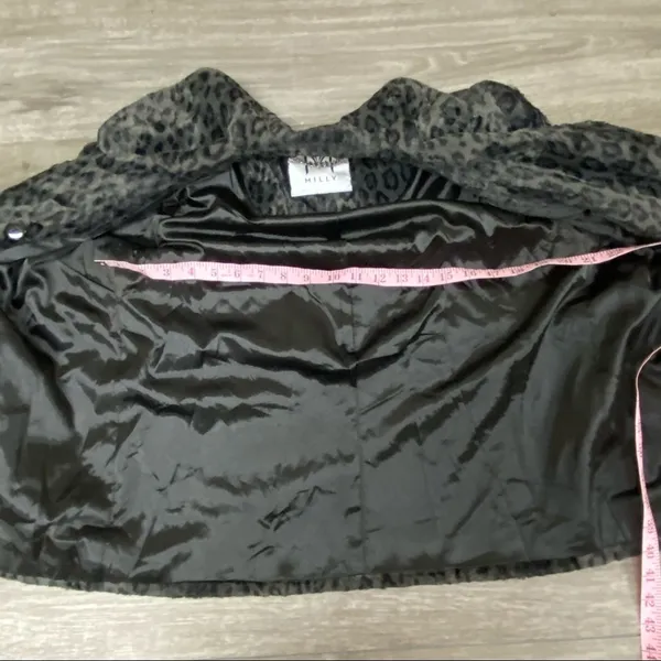 Milly Leopard Print Faux Fur Double Breasted Coat Jacket Small - Image 10
