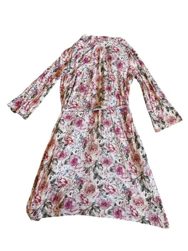 Posh Peanut Rose Print Robe Bumblebee Tie Waist Stretch Maternity Nursing Large - Image 12