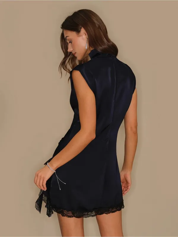 Rihoas Blue Turtle Lace Tunic Mini Dress - Image 4