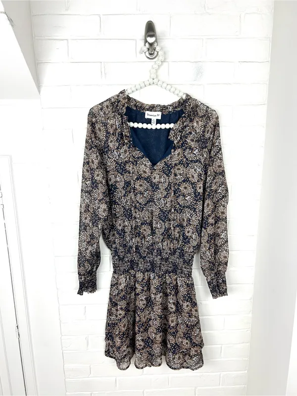 Veronica M Patterned Drop Waist Long Sleeve Dress Size XS - Image 2