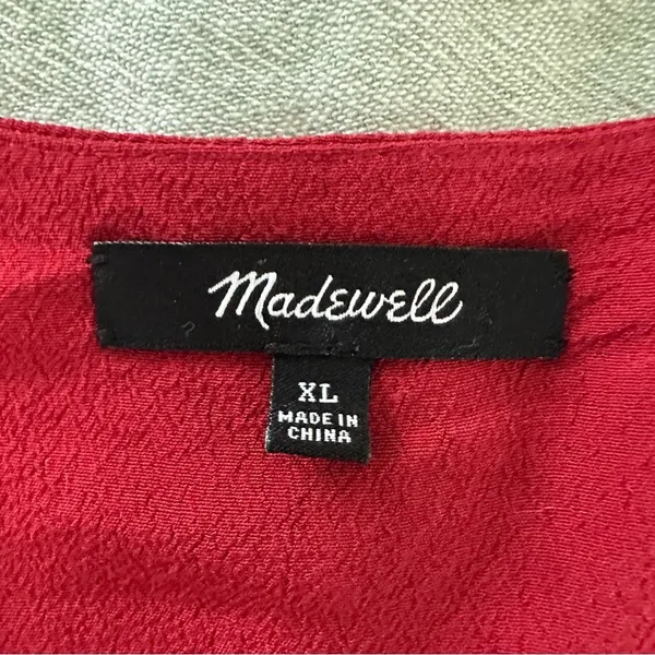 Madewell Women’s Du Jour Red Long Sleeve V-Neck XL - Image 4