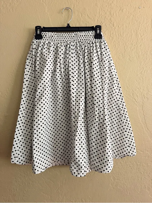 See You Monday White Polka Dot Circle Skirt with Waist Tie - Image 2