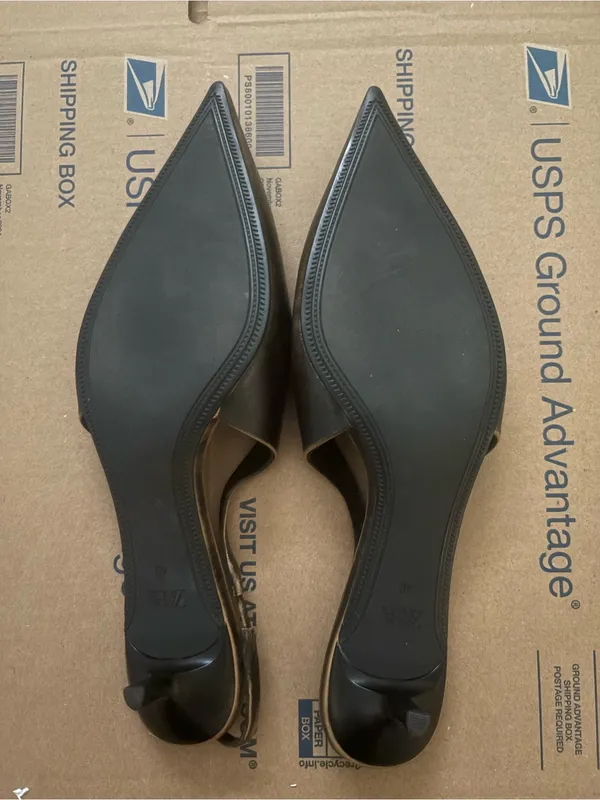 Zara‎ 100% leather sling back kitten heels - Image 7