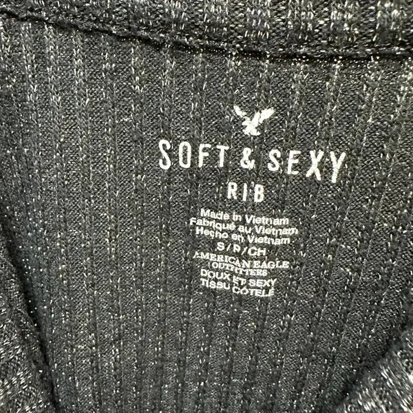 AMERICAN EAGLE STRETCHY BLACK AND SILVER SPARKLE TANK TOP - Image 4